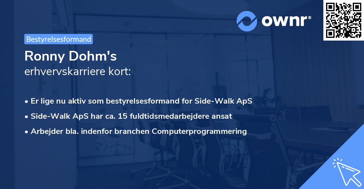 Ronny Dohm's erhvervskarriere kort