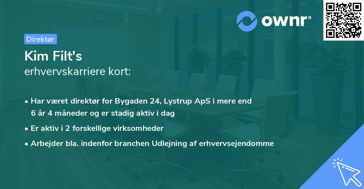 Kim Filt's erhvervskarriere kort
