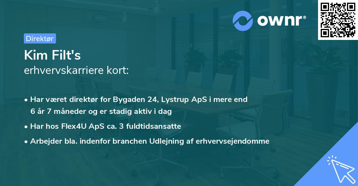 Kim Filt's erhvervskarriere kort