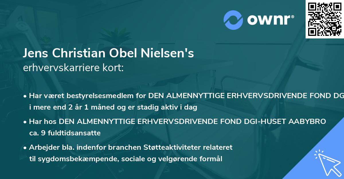 Jens Christian Obel Nielsen's erhvervskarriere kort