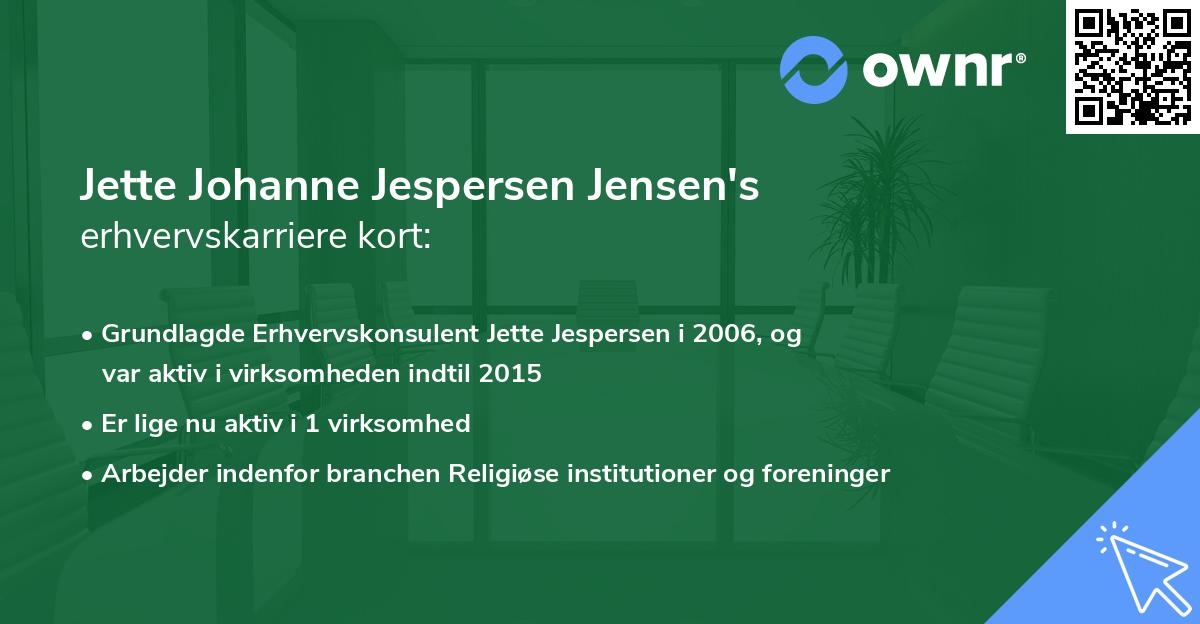 Jette Johanne Jespersen Jensen's erhvervskarriere kort
