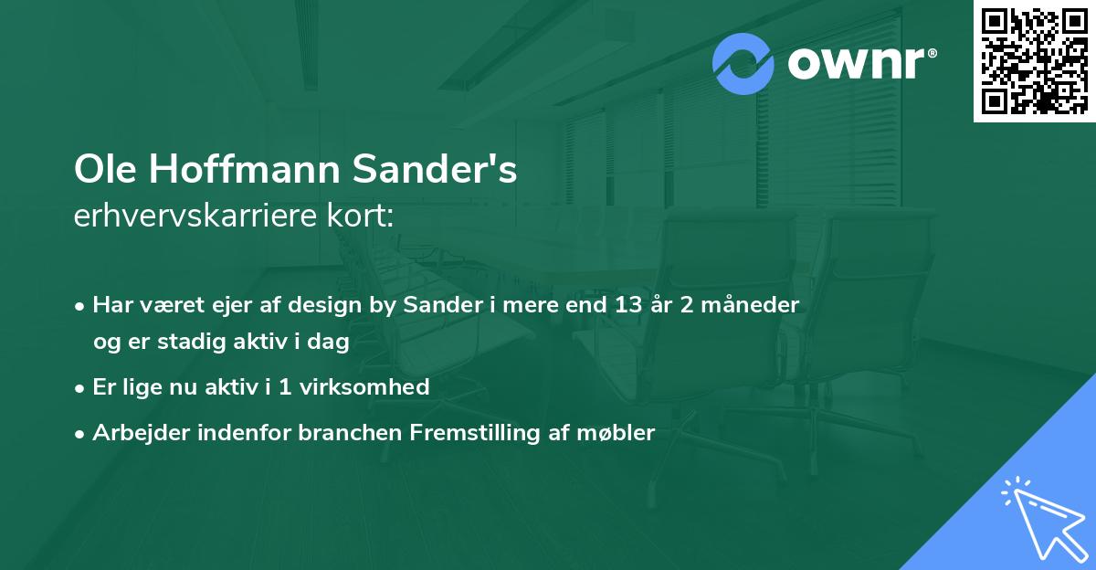 Ole Hoffmann Sander's erhvervskarriere kort
