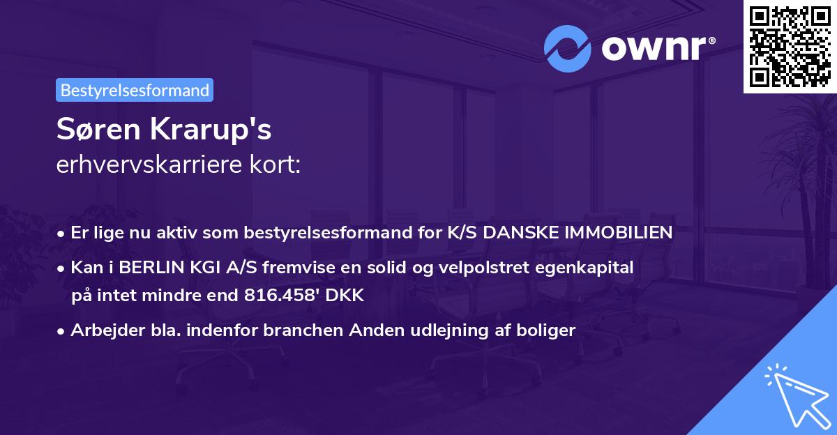 Søren Krarup's erhvervskarriere kort