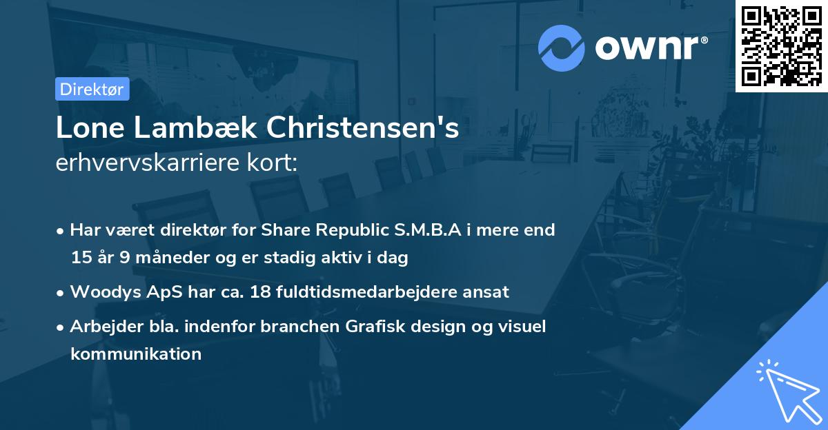 Lone Lambæk Christensen's erhvervskarriere kort