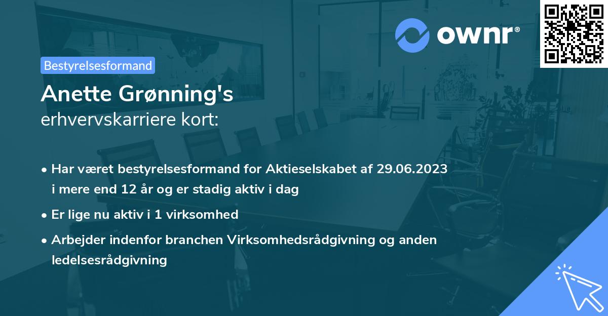 Anette Grønning's erhvervskarriere kort