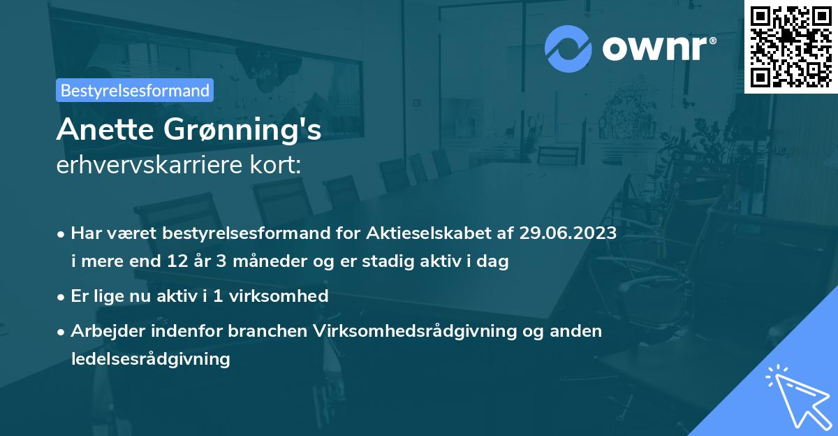 Anette Grønning's erhvervskarriere kort