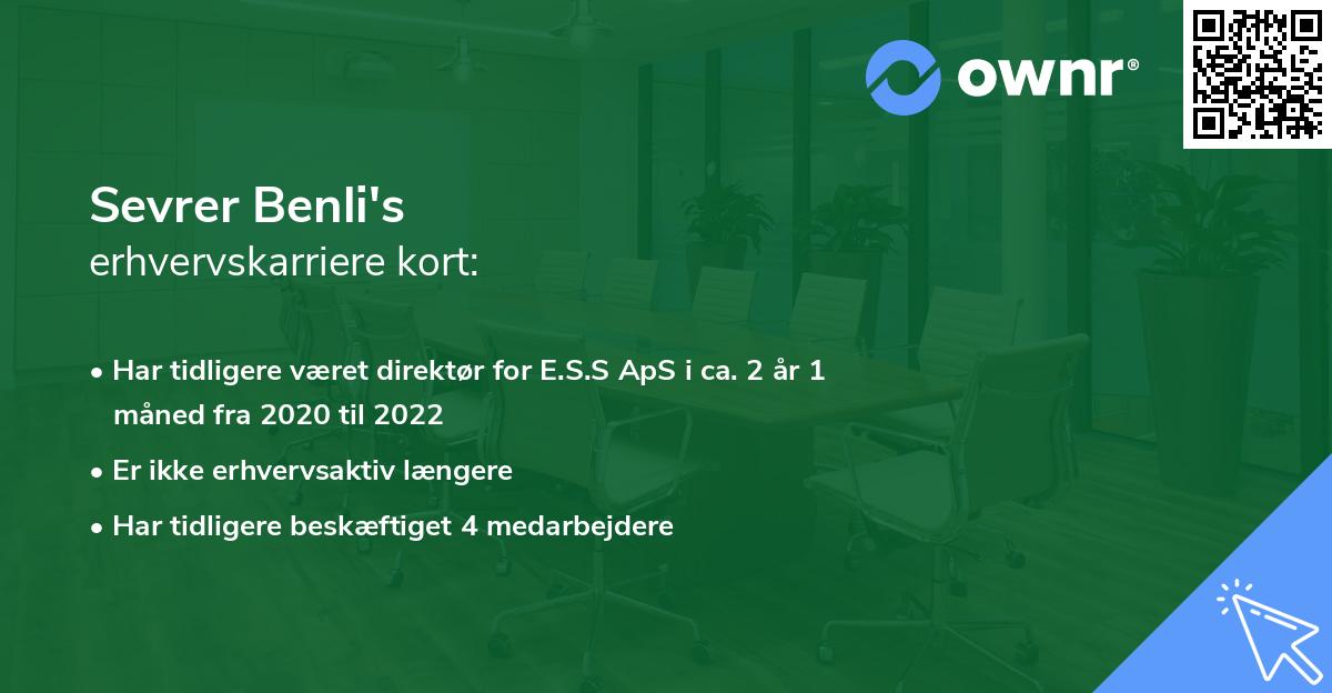 Sevrer Benli's erhvervskarriere kort