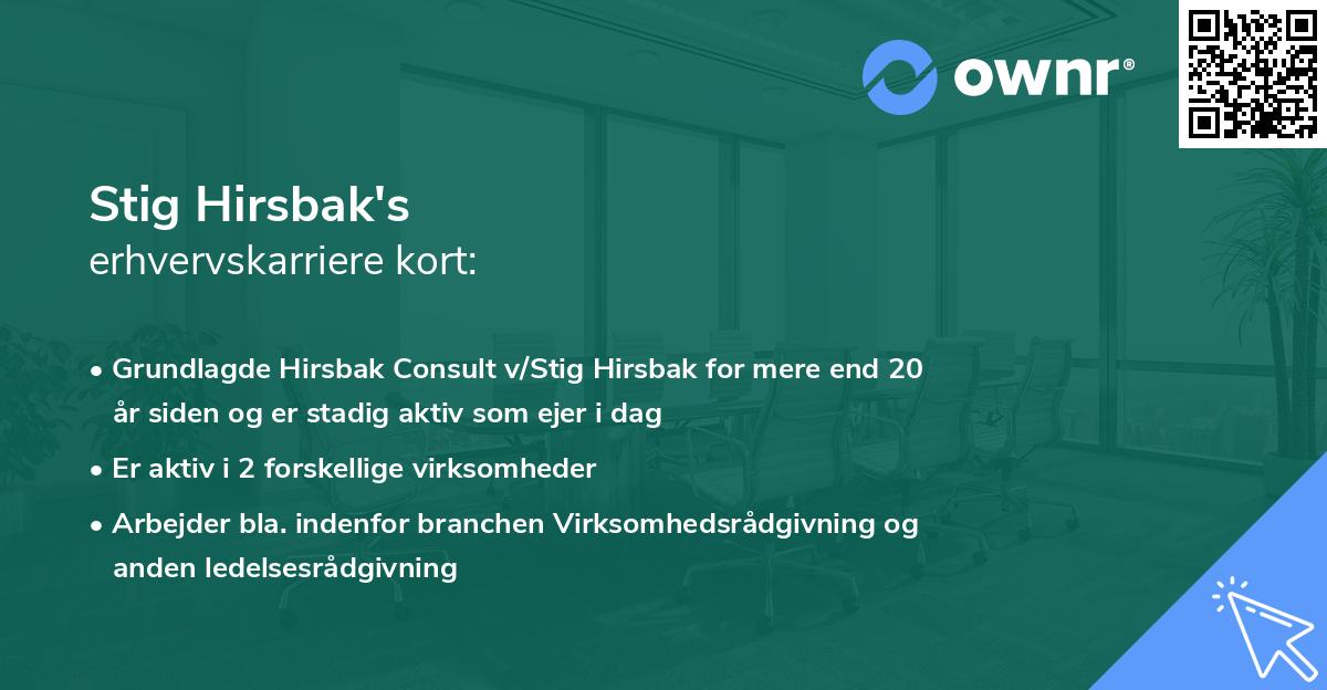 Stig Hirsbak's erhvervskarriere kort