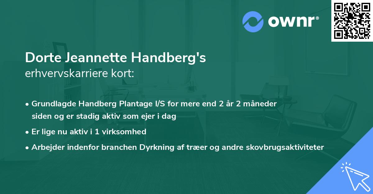 Dorte Jeannette Handberg's erhvervskarriere kort