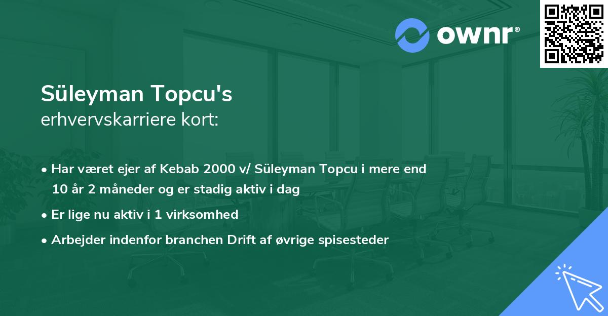 Süleyman Topcu's erhvervskarriere kort