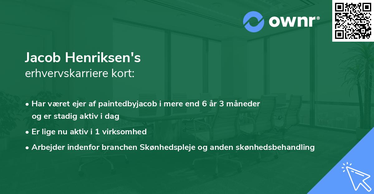 Jacob Henriksen's erhvervskarriere kort