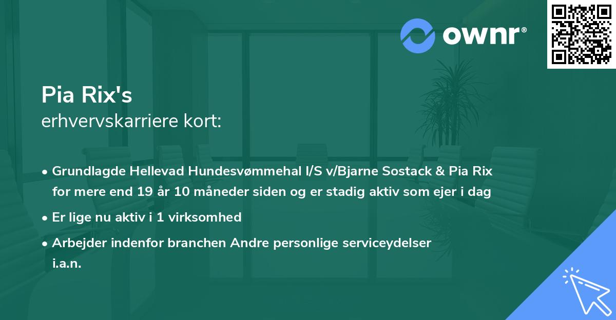 Pia Rix's erhvervskarriere kort