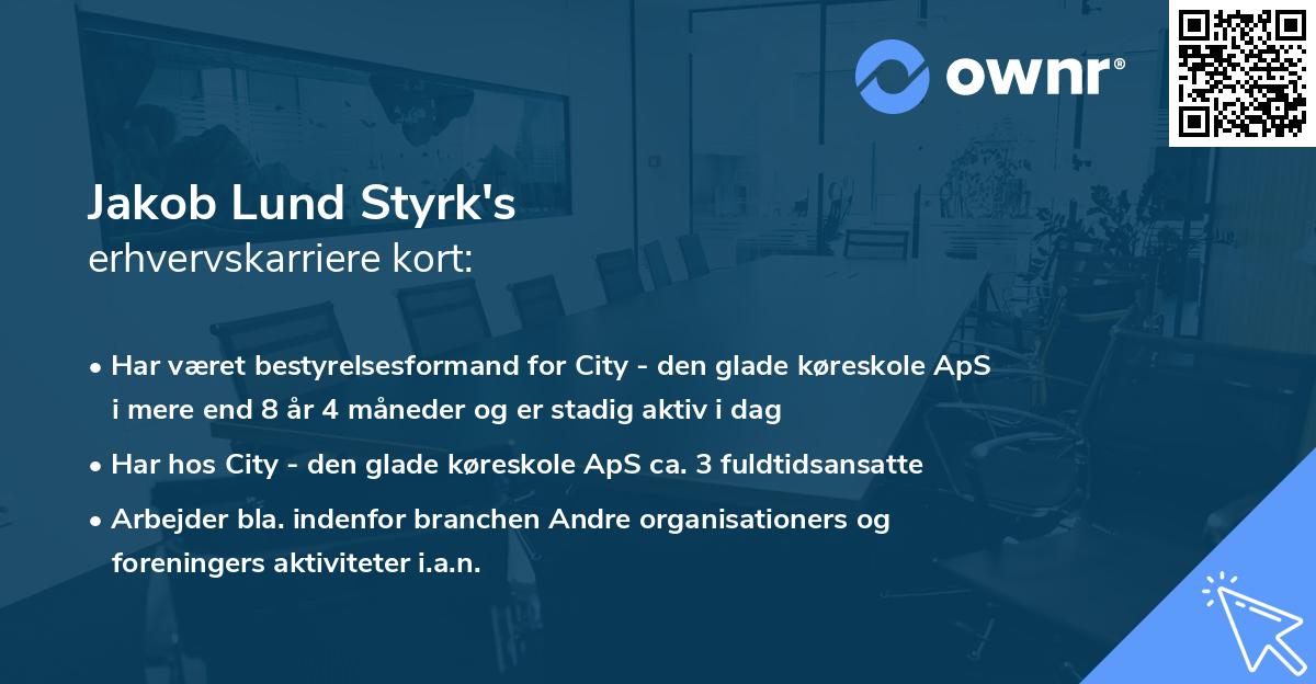 Jakob Lund Styrk's erhvervskarriere kort