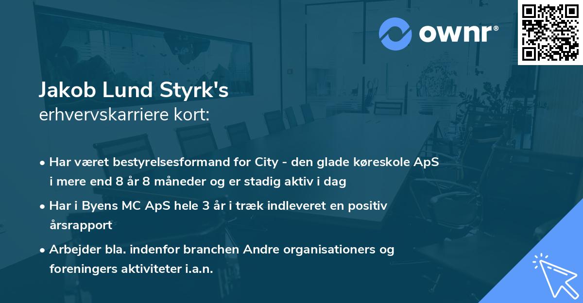 Jakob Lund Styrk's erhvervskarriere kort