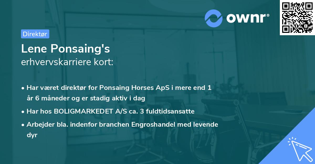 Lene Ponsaing's erhvervskarriere kort