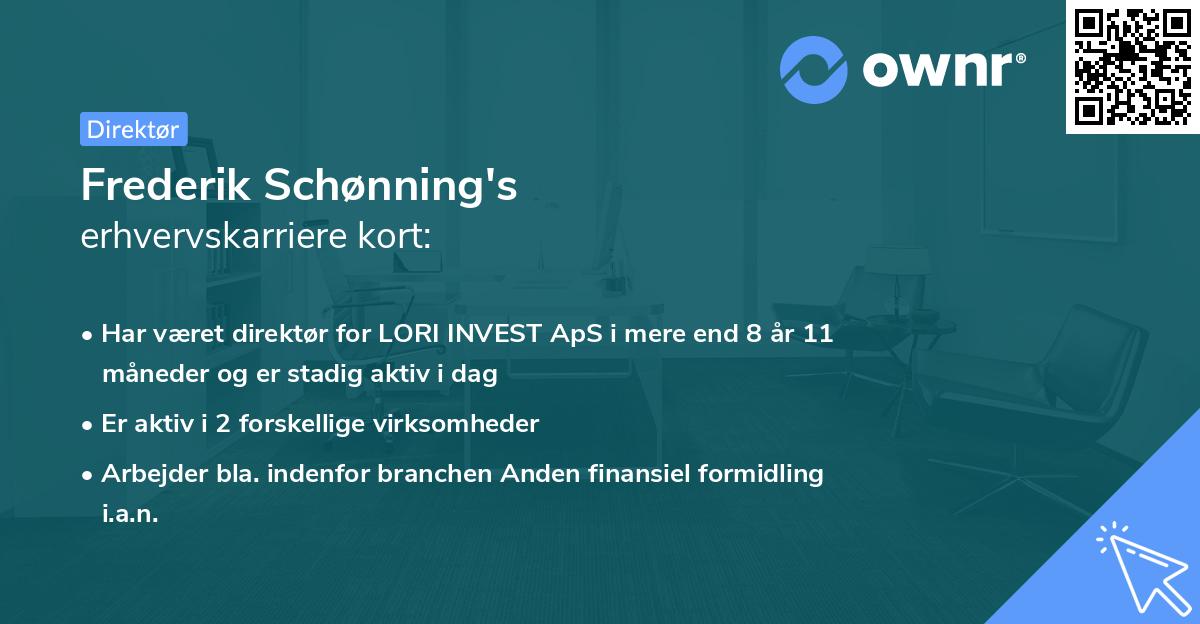 Frederik Schønning's erhvervskarriere kort