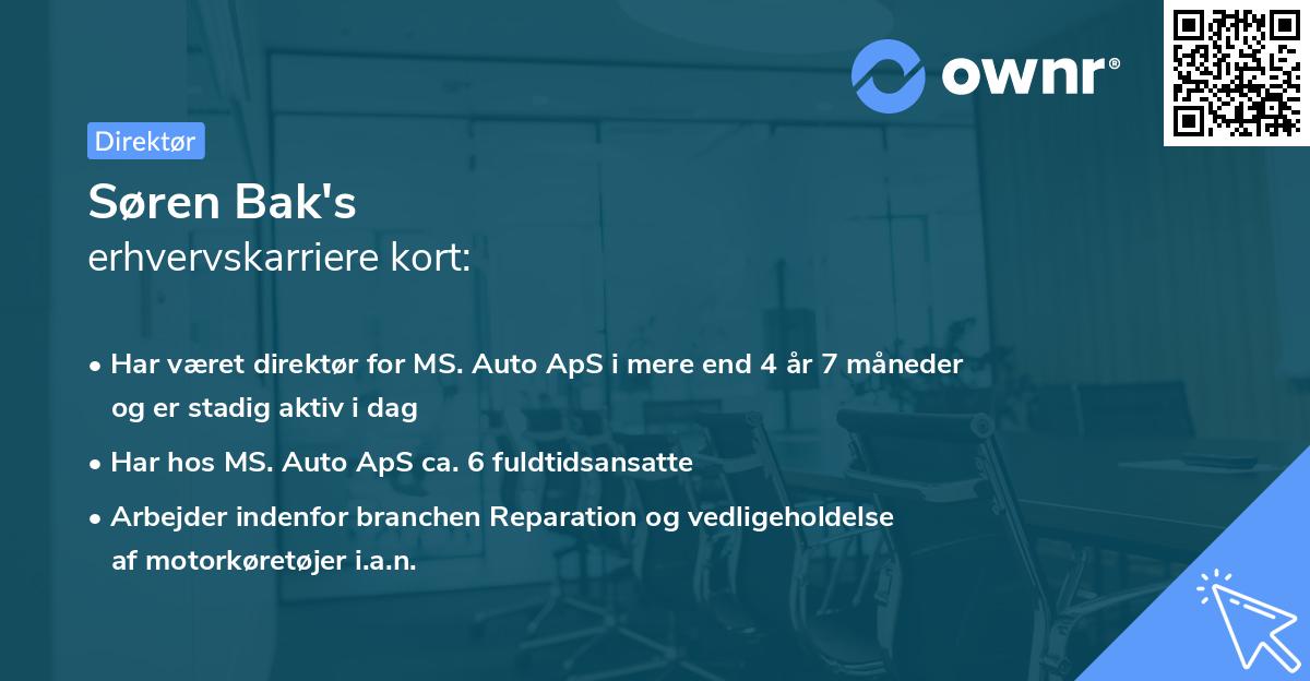 Søren Bak's erhvervskarriere kort
