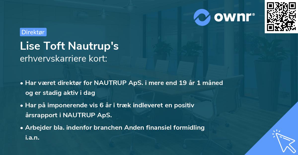 Lise Toft Nautrup's erhvervskarriere kort