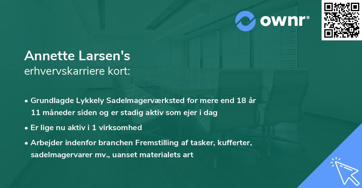 Annette Larsen's erhvervskarriere kort