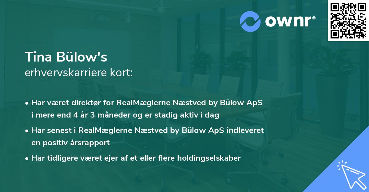 Tina Bülow's erhvervskarriere kort