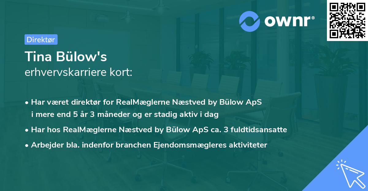 Tina Bülow's erhvervskarriere kort