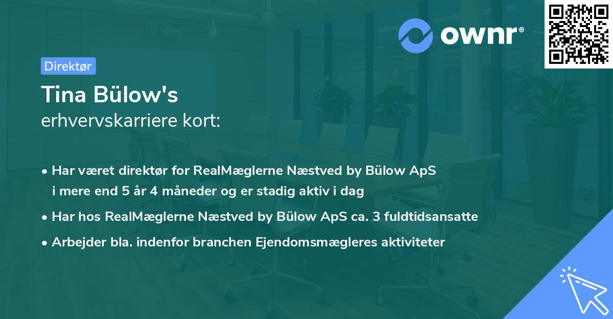 Tina Bülow's erhvervskarriere kort