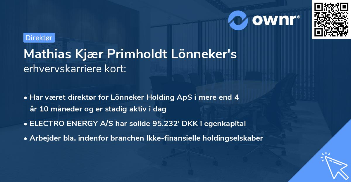 Mathias Kjær Primholdt Lönneker's erhvervskarriere kort
