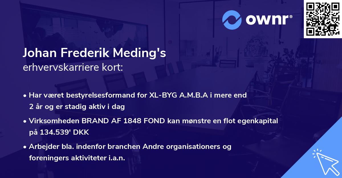 Johan Frederik Meding's erhvervskarriere kort