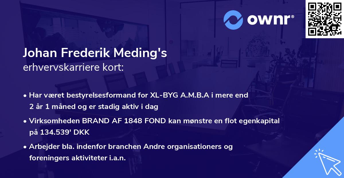 Johan Frederik Meding's erhvervskarriere kort