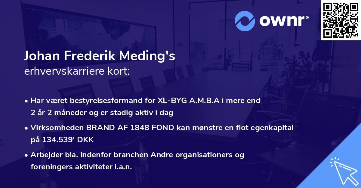 Johan Frederik Meding's erhvervskarriere kort