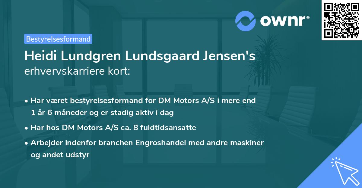 Heidi Lundgren Lundsgaard Jensen's erhvervskarriere kort