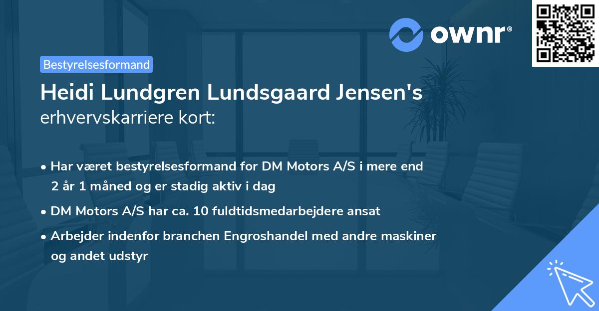 Heidi Lundgren Lundsgaard Jensen's erhvervskarriere kort