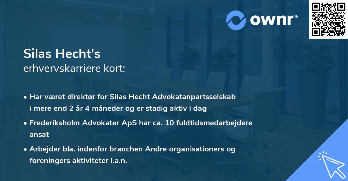 Silas Hecht's erhvervskarriere kort