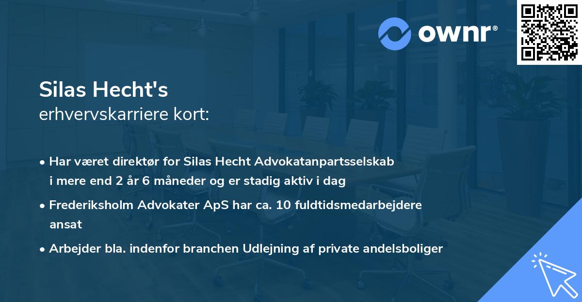 Silas Hecht's erhvervskarriere kort