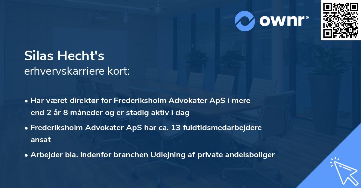 Silas Hecht's erhvervskarriere kort