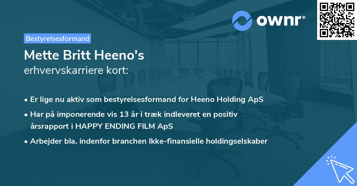 Mette Britt Heeno's erhvervskarriere kort
