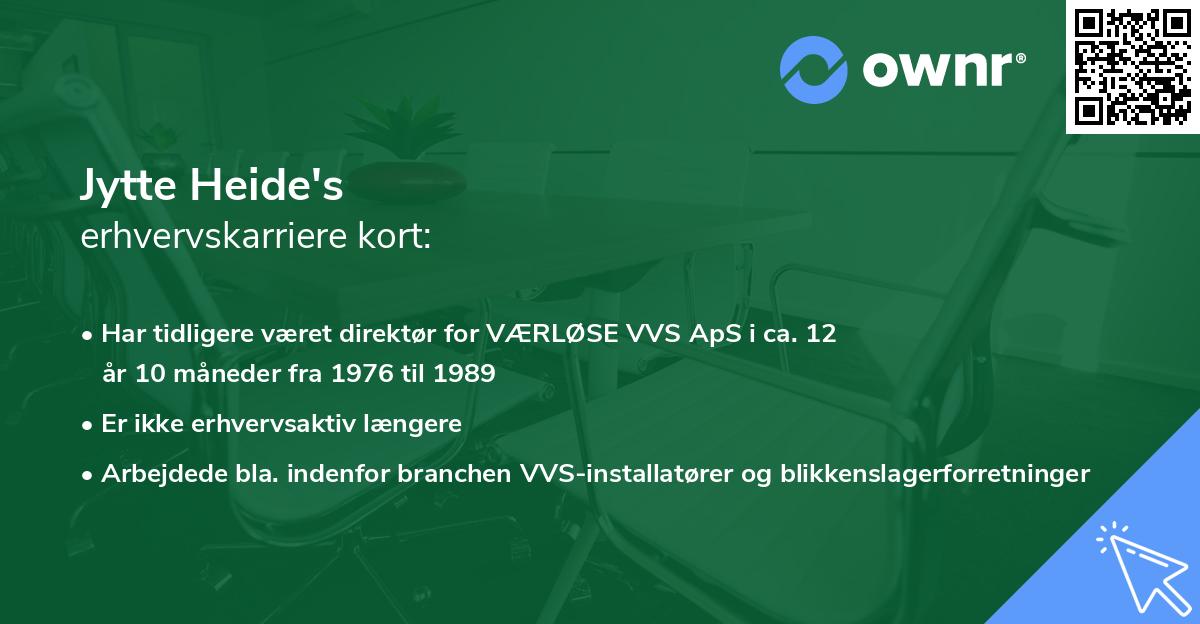Jytte Heide's erhvervskarriere kort