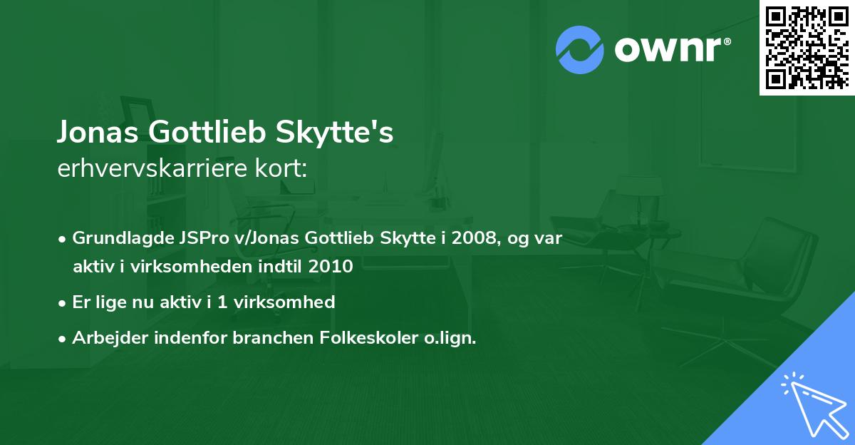 Jonas Gottlieb Skytte's erhvervskarriere kort