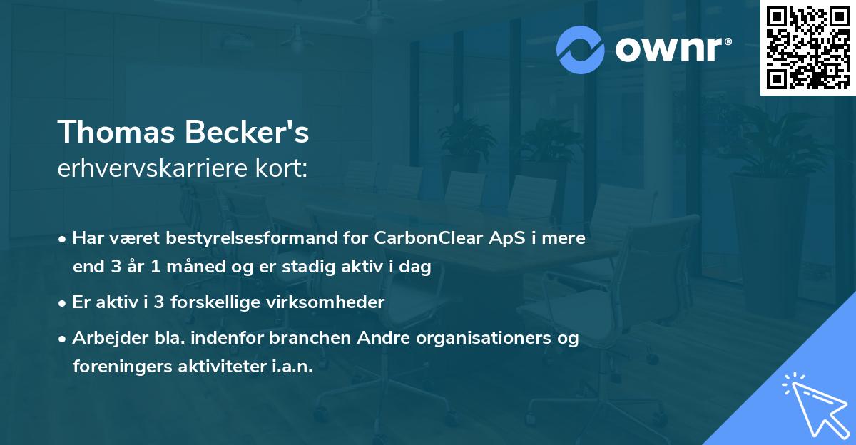 Thomas Becker's erhvervskarriere kort
