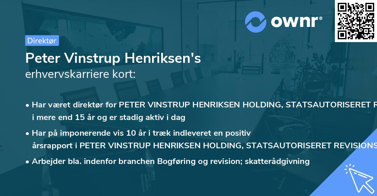 Peter Vinstrup Henriksen's erhvervskarriere kort