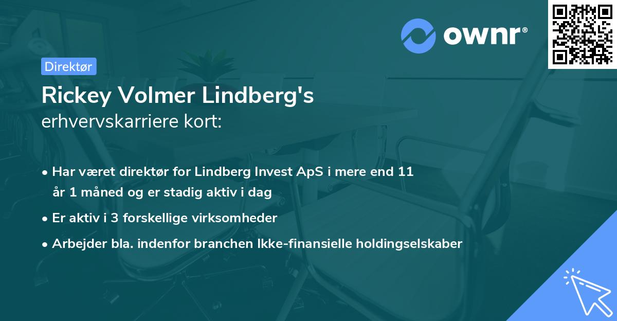 Rickey Volmer Lindberg's erhvervskarriere kort