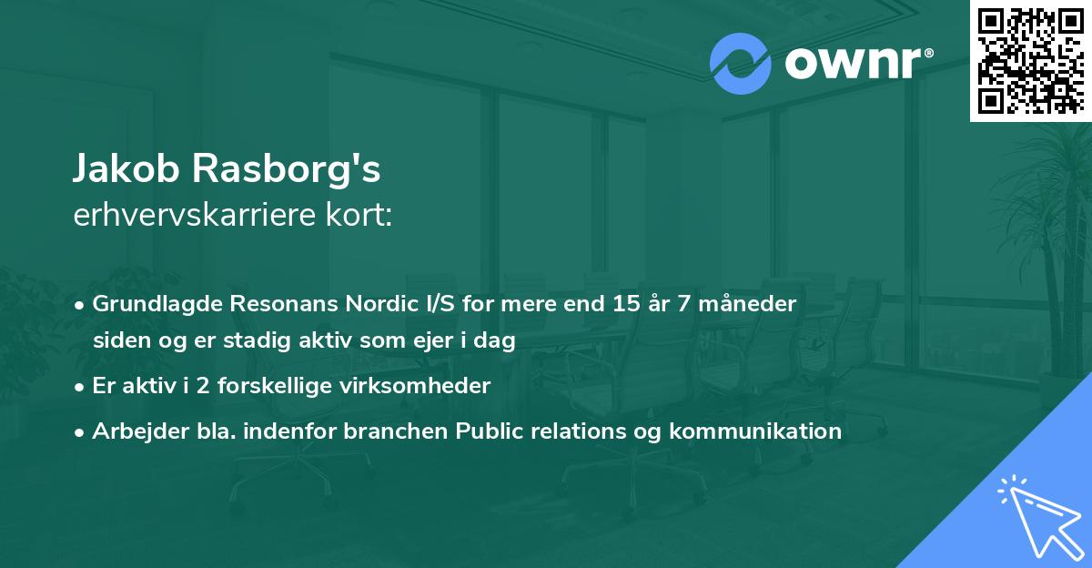 Jakob Rasborg's erhvervskarriere kort