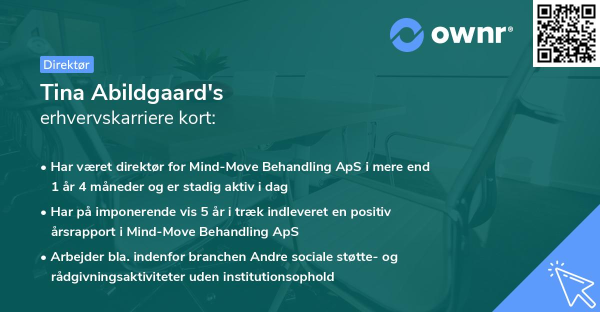 Tina Abildgaard's erhvervskarriere kort