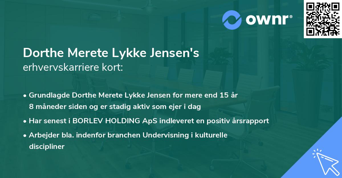 Dorthe Merete Lykke Jensen's erhvervskarriere kort