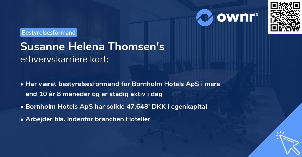 Susanne Helena Thomsen's erhvervskarriere kort