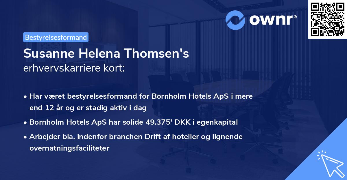 Susanne Helena Thomsen's erhvervskarriere kort