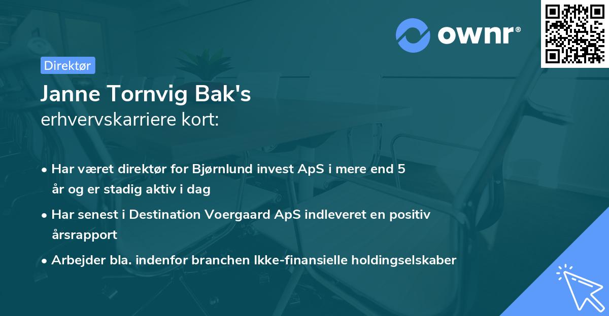 Janne Tornvig Bak's erhvervskarriere kort