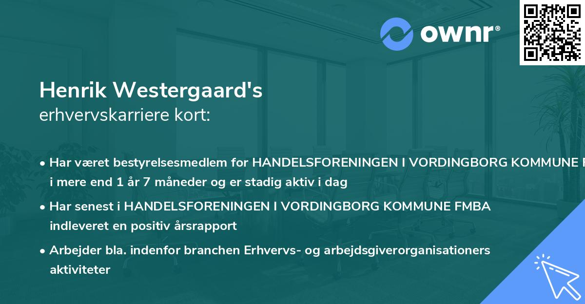 Henrik Westergaard's erhvervskarriere kort