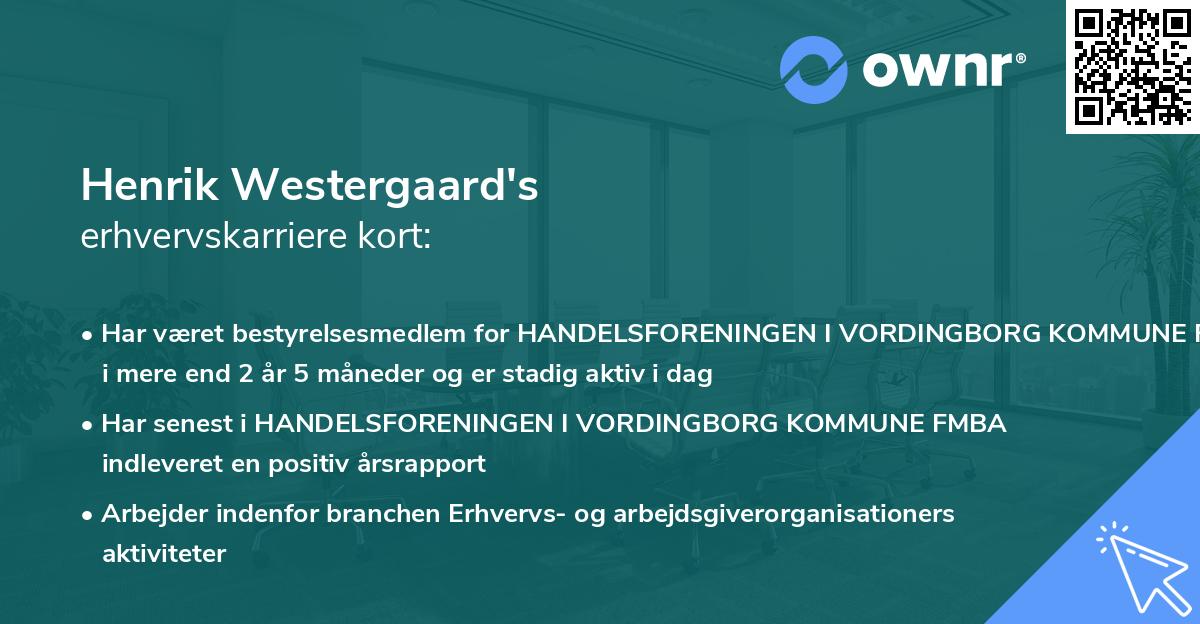 Henrik Westergaard's erhvervskarriere kort