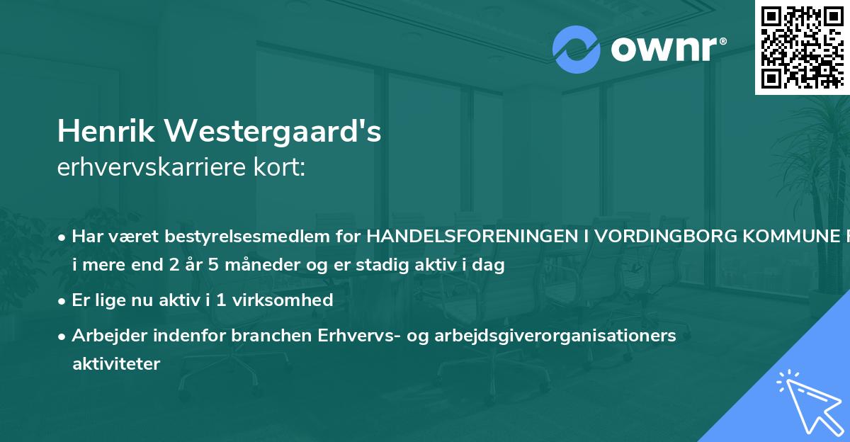 Henrik Westergaard's erhvervskarriere kort